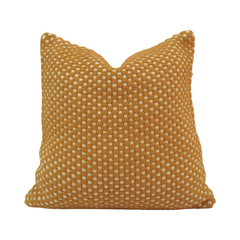 Handwoven Cotton Cushion Cover 45x45 cm | Mustard Checkered Textured Throw Pillow Cover | Handmade Boho Home Décor