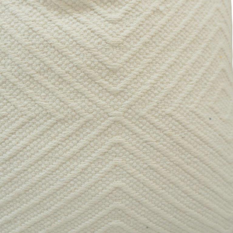 Handmade Ivory Textured Cotton Cushion Cover 45x45 cm | Geometric Woven Design | Artisan Home Décor Pillow Cover