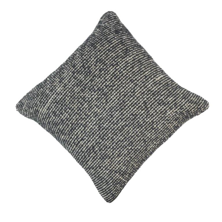 Handwoven Black & Natural Textured Cushion Cover | Handmade Cotton Pillow Cover 45x45 cm | Modern Woven Throw Pillow