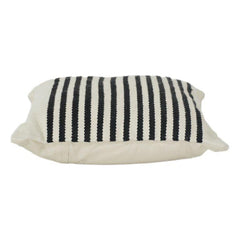 Black & Ivory Striped Cotton Cushion Cover | Textured Woven Minimalist Pillow Case | 18x18 Inch