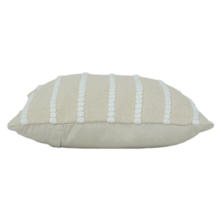Textured Cotton Cushion Cover 45x45 cm | Neutral Beige Striped Tufted Design | Modern Minimal Decor Pillow