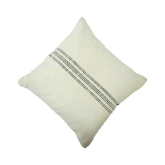 Ivory Cotton Cushion Cover with Woven Stripe Design – 45x45 cm