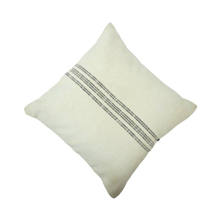 Ivory Cotton Cushion Cover with Woven Stripe Design – 45x45 cm