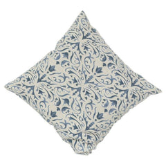 Blue Floral Printed Cotton Cushion Cover | Elegant Botanical Pattern Throw Pillow Cover | 18x18 Inch Decorative Sofa Cushion