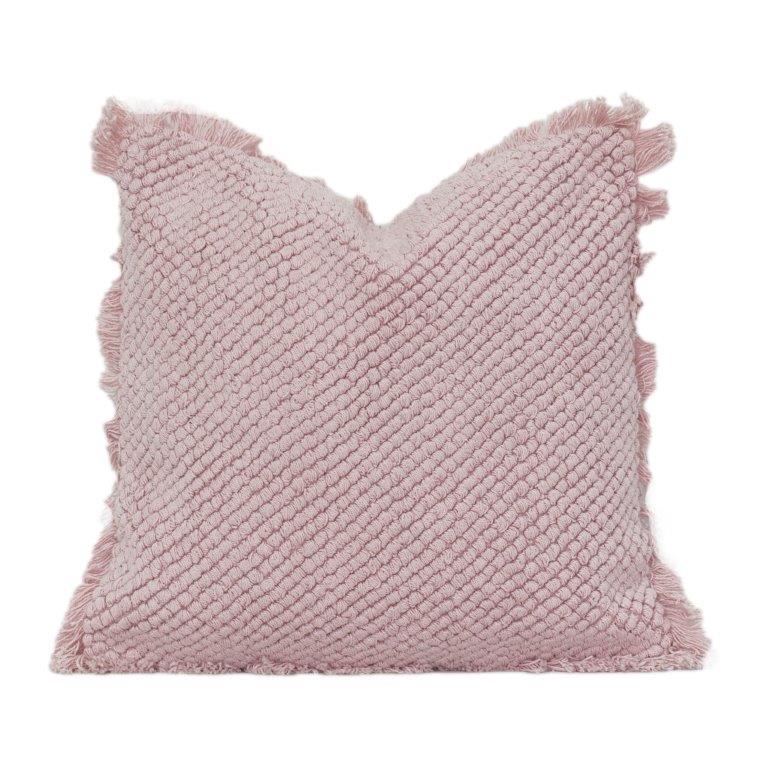 Blush Pink Textured Cotton Cushion Cover | Handwoven Look | Soft Modern Throw Pillow Cover (18x18 Inch) - Bulk manufacturer & supplier from Panipat, India