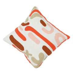 Housse de coussin en coton brodé abstrait – Oreiller d'appoint bohème texturé moderne (18x18 pouces)
