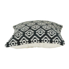 Housse de coussin en coton brodé géométrique noir et blanc | Motif tribal | Housse de coussin décorative 18x18 pouces