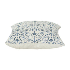 Blue Floral Printed Cotton Cushion Cover | Elegant Botanical Pattern Throw Pillow Cover | 18x18 Inch Decorative Sofa Cushion