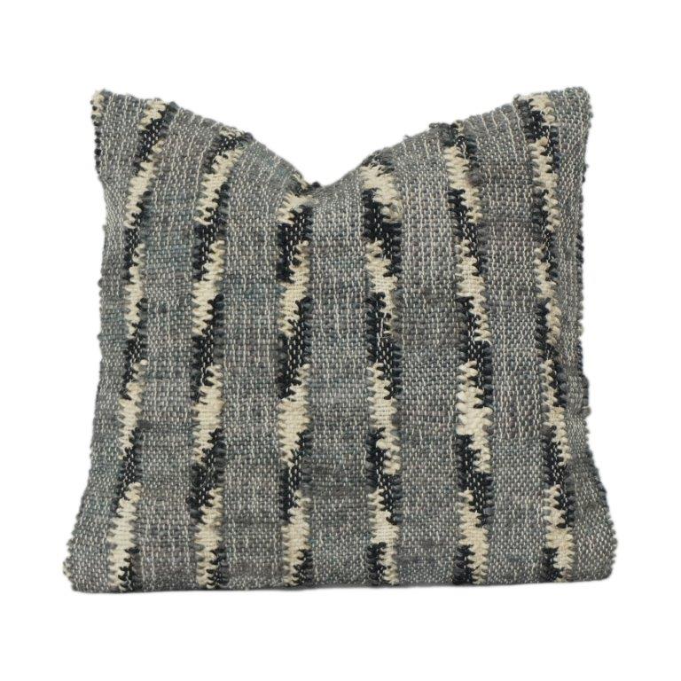 Handgewebter Kissenbezug aus Baumwolle mit Struktur – Rustikales Streifenmuster in neutralen Farbtönen (45x45 cm) - Bulk manufacturer & supplier from Panipat, India