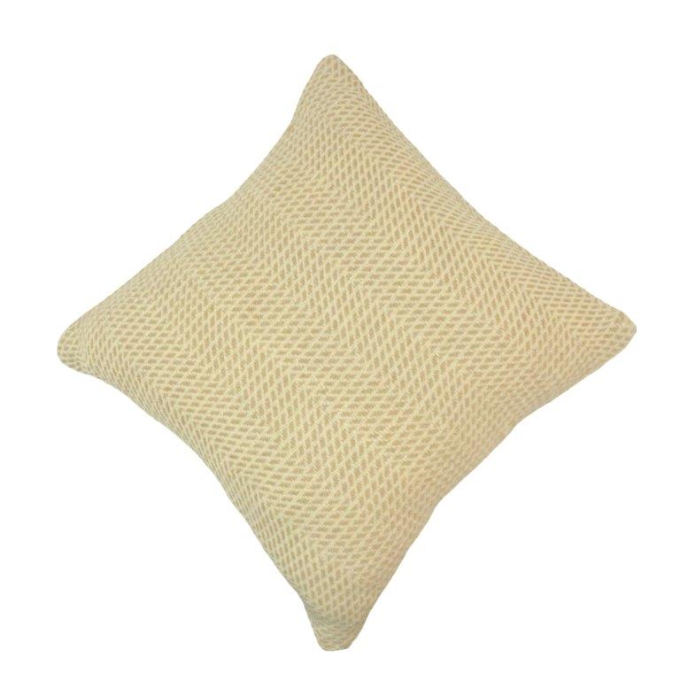 Handmade Textured Polyester Cushion Cover | Beige Chevron Weave | 45 x 45 cm Decorative Throw Pillow Cover - Bulk manufacturer & supplier from Panipat, India