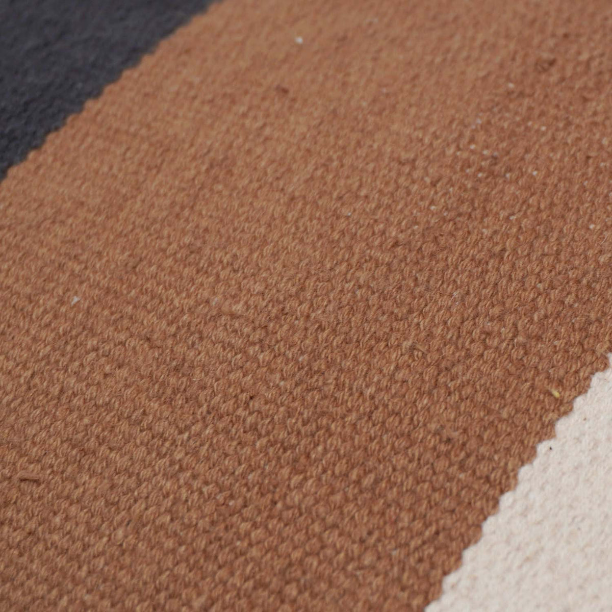 Ivory brown and black color block woven cotton cushion cover 45x45 cm