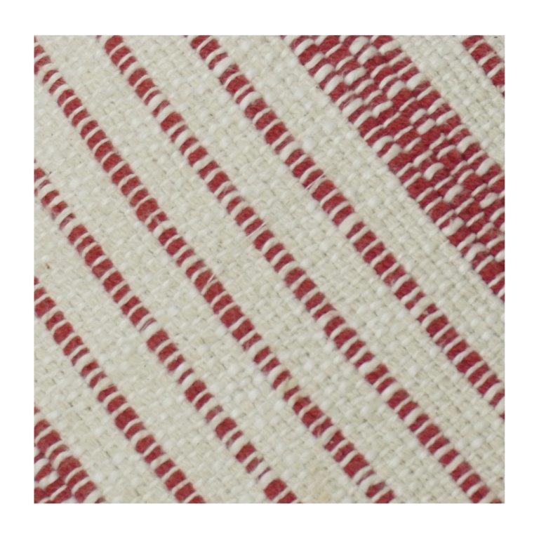 Handwoven Red & Ivory Striped Cotton Cushion Cover | Textured Woven Pillow Cover | 18x18 Inch Decorative Throw Pillow Case - Bulk manufacturer & supplier from Panipat, India