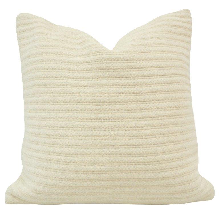 Ivory Textured Cotton Cushion Cover | Ribbed Woven Design | 45 x 45 cm | Soft Neutral Decorative Pillow Cover - Bulk manufacturer & supplier from Panipat, India