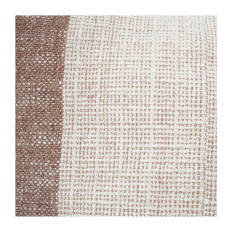 Handwoven Cotton Cushion Cover 35x50 cm – Textured Stripe Design in Earthy Tones | Rectangular Lumbar Pillow Cover