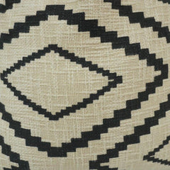 Black & Ivory Tribal Geometric Printed Cotton Cushion Cover with Fringe | 45x45 cm