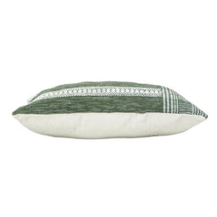 Green Textured Striped Cotton Cushion Cover 35x50 cm | Handwoven Decorative Lumbar Pillow Cover | Modern Minimalist Home Décor