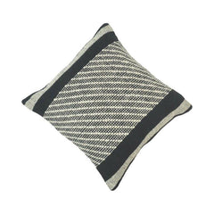 Handwoven Black & White Cotton Cushion Cover | Geometric Textured Design | 45x45 cm