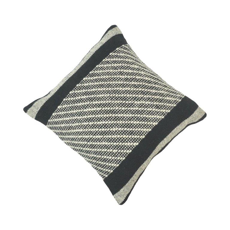 Handwoven Black & White Cotton Cushion Cover | Geometric Textured Design | 45x45 cm