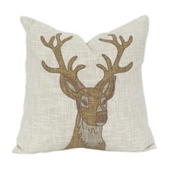 Embroidered Deer Cotton Cushion Cover – Rustic Nature-Inspired Decorative Pillow Cover (18x18 Inch)