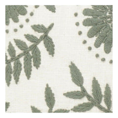 Maschinengestickter Kissenbezug aus Baumwolle 45x45 cm – Salbeigrüne Blumenstickerei Dekokissenhülle