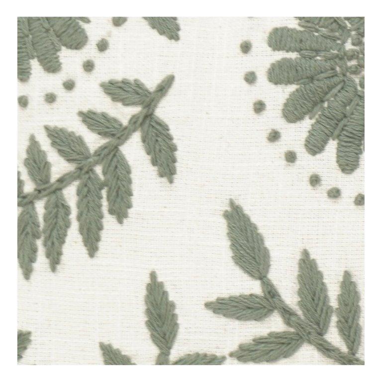 Machine Embroidered Cotton Cushion Cover 45x45 cm – Sage Green Floral Threadwork Decorative Pillow Case