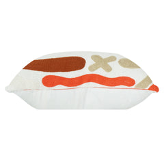 Housse de coussin en coton brodé abstrait – Oreiller d'appoint bohème texturé moderne (18x18 pouces)