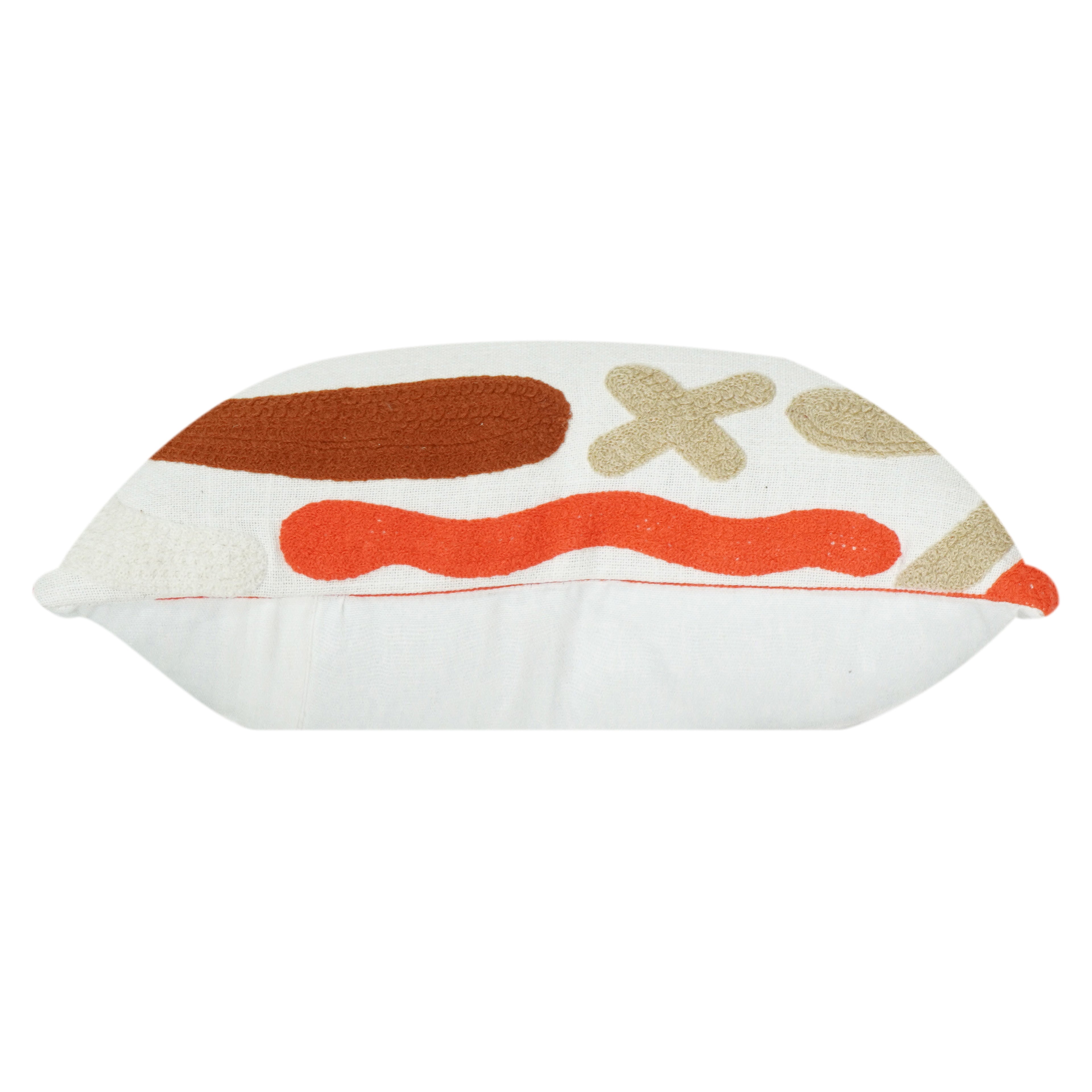 Abstract Embroidered Cotton Cushion Cover – Modern Textured Boho Accent Pillow (18x18 Inch)