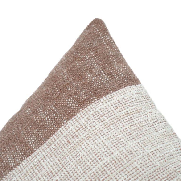 Handgewebter Baumwollkissenbezug 35x50 cm – Gestreiftes Design mit Textur in Erdtönen | Rechteckiger Lendenkissenbezug - Bulk manufacturer & supplier from Panipat, India