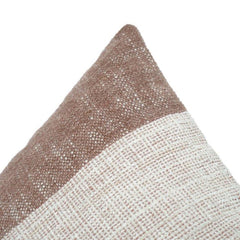 Handwoven Cotton Cushion Cover 35x50 cm – Textured Stripe Design in Earthy Tones | Rectangular Lumbar Pillow Cover