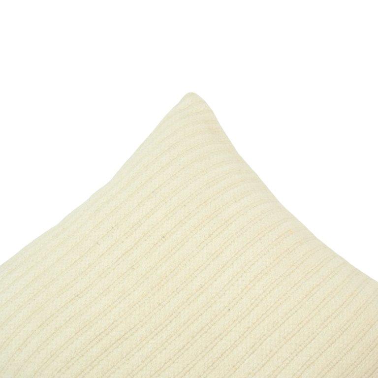 Ivory Textured Cotton Cushion Cover | Ribbed Woven Design | 45 x 45 cm | Soft Neutral Decorative Pillow Cover - Bulk manufacturer & supplier from Panipat, India