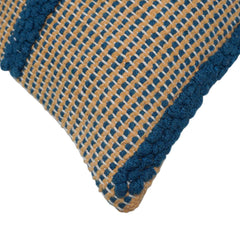 Handwoven Cotton Cushion Cover 45x45 cm | Blue Geometric Tufted Woven Cushion Cover | Boho Decorative Throw Pillow Cover | Hidden Zipper | Sofa & Living Room Décor