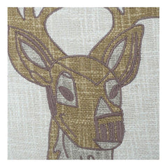 Embroidered Deer Cotton Cushion Cover – Rustic Nature-Inspired Decorative Pillow Cover (18x18 Inch)
