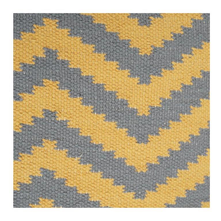 Housse de coussin en coton tissée à la main – Motif géométrique moutarde et gris | Taie d'oreiller décorative 45x45 cm - Bulk manufacturer & supplier from Panipat, India