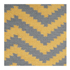 Handwoven Zigzag Cotton Cushion Cover – Mustard & Grey Geometric Design | 18x18 Inch Decorative Pillow Case