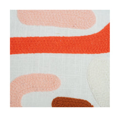 Housse de coussin en coton brodé abstrait – Oreiller d'appoint bohème texturé moderne (18x18 pouces)