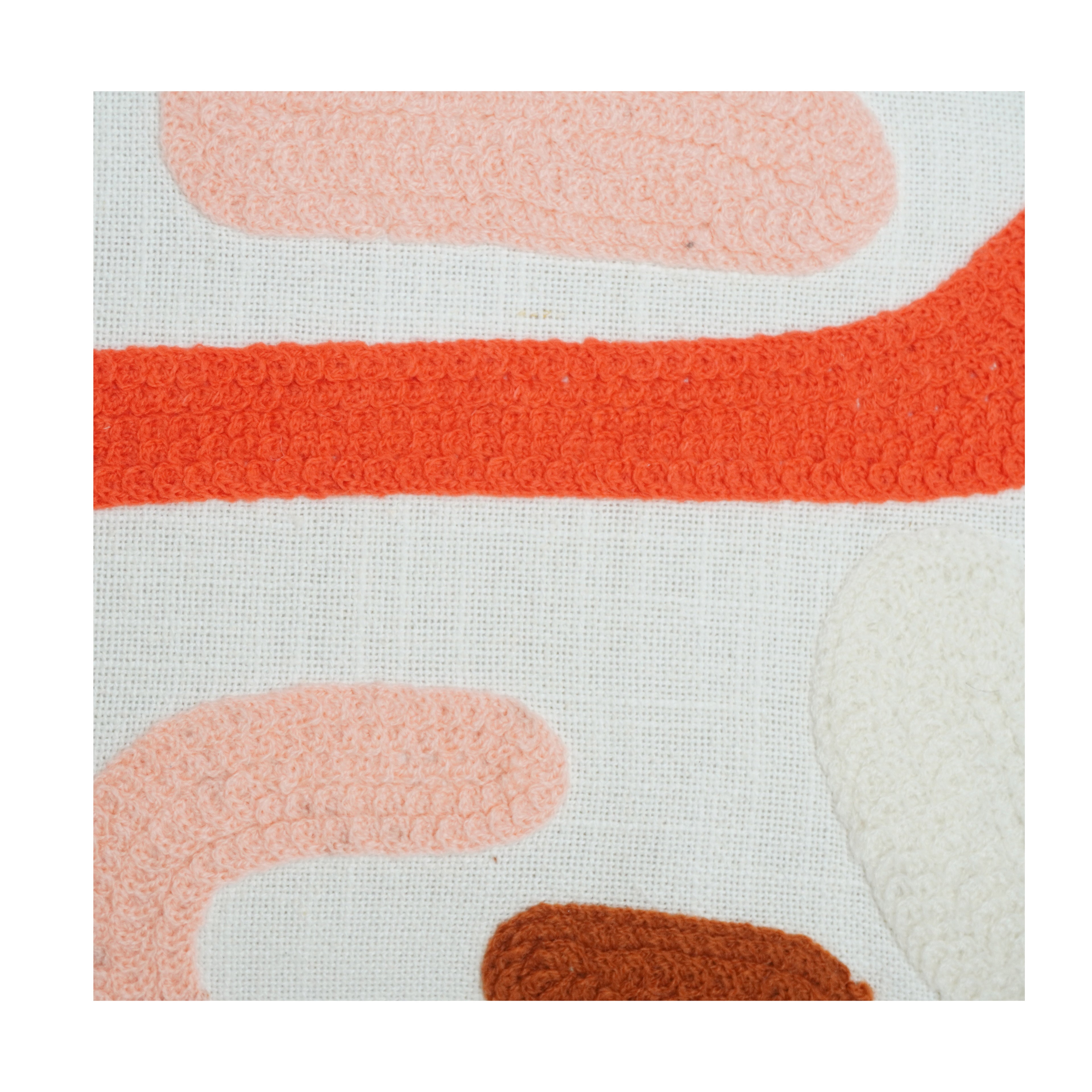 Abstract Embroidered Cotton Cushion Cover – Modern Textured Boho Accent Pillow (18x18 Inch)