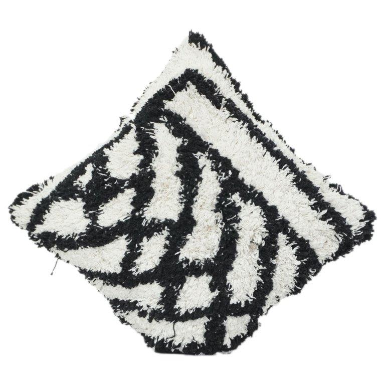 Tufted Cotton Cushion Cover 45x45 cm – Black & White Zebra Pattern Textured Throw Pillow Cover