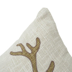 Embroidered Deer Cotton Cushion Cover – Rustic Nature-Inspired Decorative Pillow Cover (18x18 Inch)