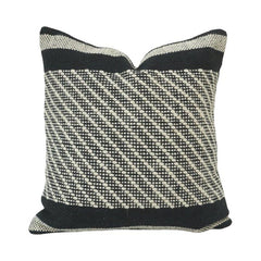 Handwoven Black & White Cotton Cushion Cover | Geometric Textured Design | 45x45 cm