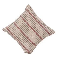 Handwoven Red & Ivory Striped Cotton Cushion Cover | Textured Woven Pillow Cover | 18x18 Inch Decorative Throw Pillow Case