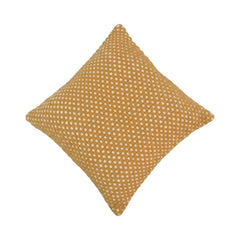 Handwoven Cotton Cushion Cover 45x45 cm | Mustard Checkered Textured Throw Pillow Cover | Handmade Boho Home Décor