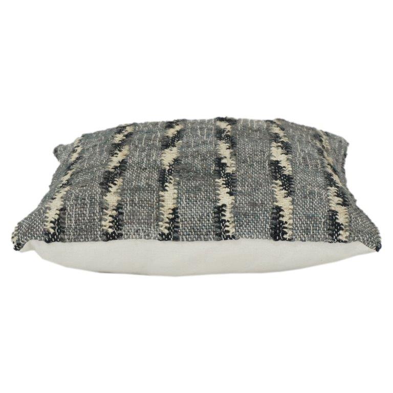 Handgewebter Kissenbezug aus Baumwolle mit Struktur – Rustikales Streifenmuster in neutralen Farbtönen (45x45 cm) - Bulk manufacturer & supplier from Panipat, India