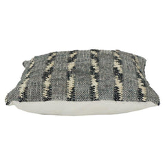 Handwoven Textured Cotton Cushion Cover – Rustic Striped Pattern in Neutral Tones (18x18 Inch)