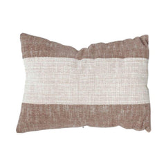 Handwoven Cotton Cushion Cover 35x50 cm – Textured Stripe Design in Earthy Tones | Rectangular Lumbar Pillow Cover