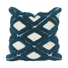 Tufted Geometric Cotton Cushion Cover – Textured Diamond Pattern in Deep Teal | 18x18 Inch Decorative Pillow Cover