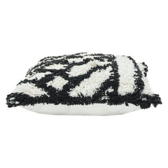 Getufteter Baumwoll-Kissenbezug 45x45 cm – Schwarz-weißes Zebra-Muster Strukturierter Zierkissenbezug