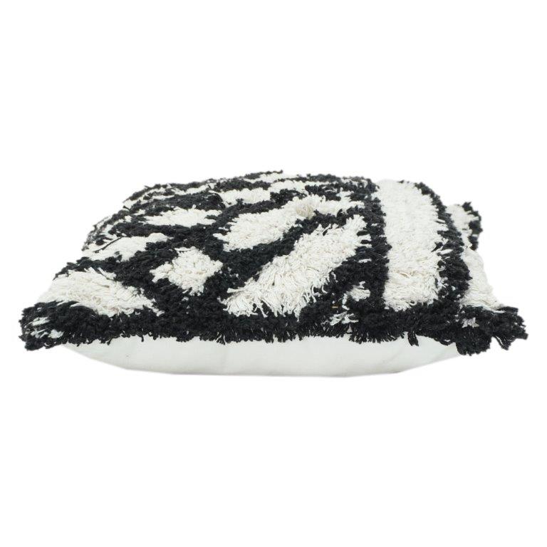 Tufted Cotton Cushion Cover 45x45 cm – Black & White Zebra Pattern Textured Throw Pillow Cover