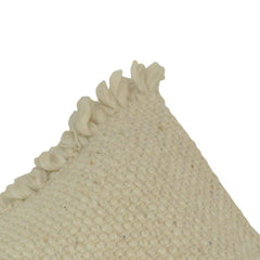 Handmade Textured Cotton Cushion Cover with Fringe Edges – Off White | 45x45 cm