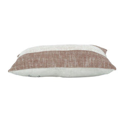 Handwoven Cotton Cushion Cover 35x50 cm – Textured Stripe Design in Earthy Tones | Rectangular Lumbar Pillow Cover