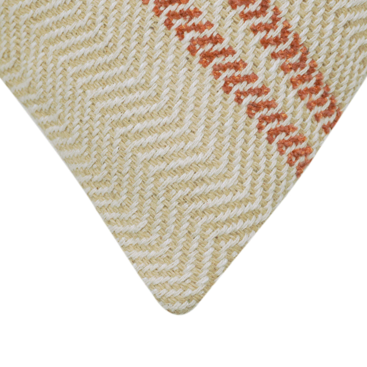 Handwoven Cream & Rust Zigzag Pattern Cushion Cover – 45 x 45 cm